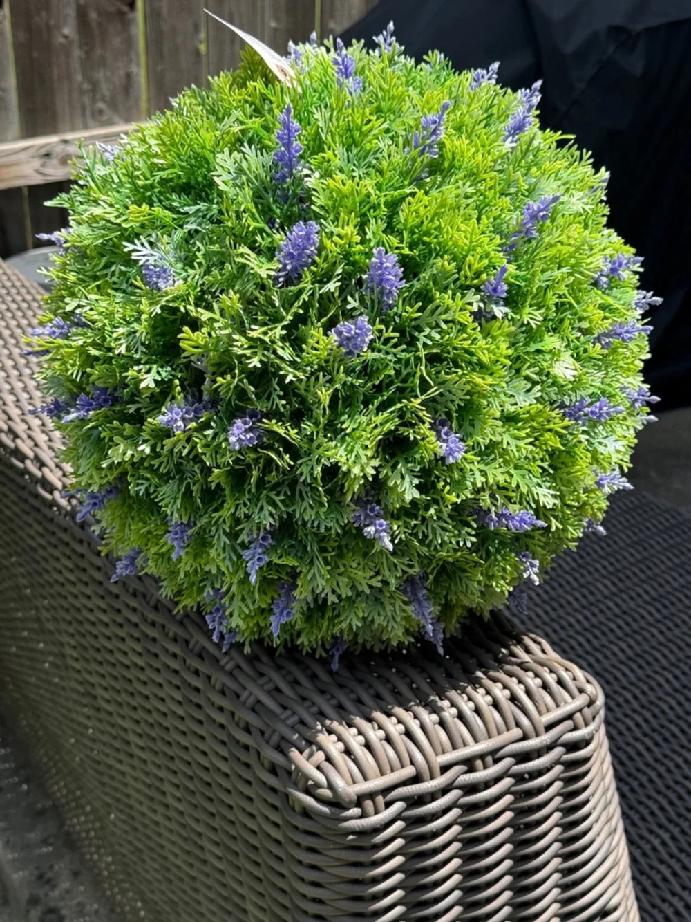 Frontgate Artificial Lavender Topiary Ball - Green and Purple Faux Floral Accent